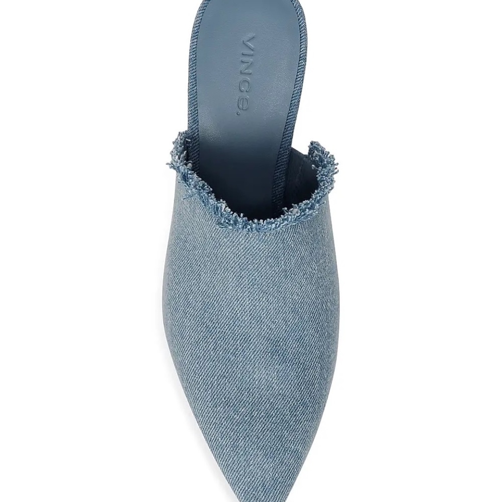 Vince Penelope Frayed Denim Mules - Size 8.5